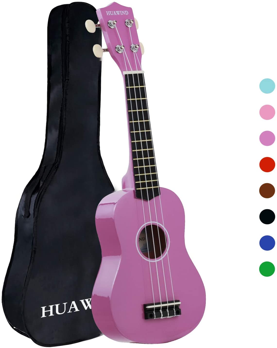 Wood Ukulele with Gig Bag, Violet, 21 inches.