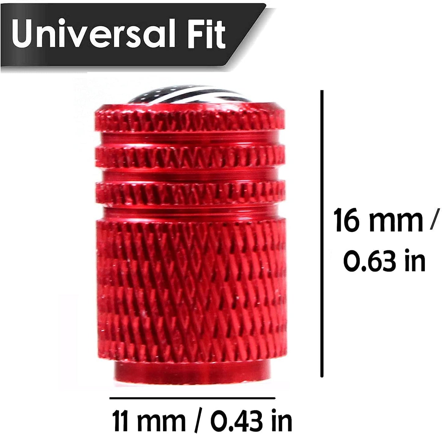 Pack of 12 Tire Valve Caps (Barrel Shape Red/American Flag)