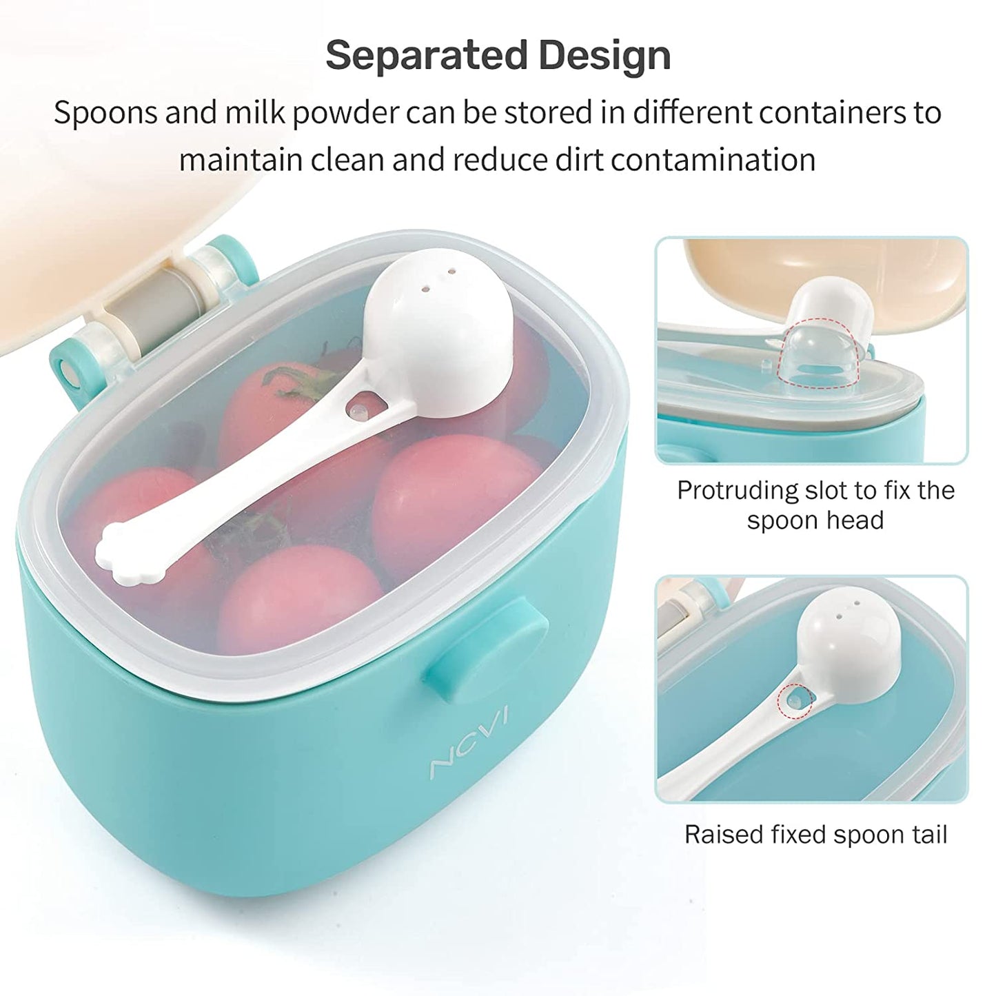 Portable Baby Formula Dispenser with Scoop and Level (Green)