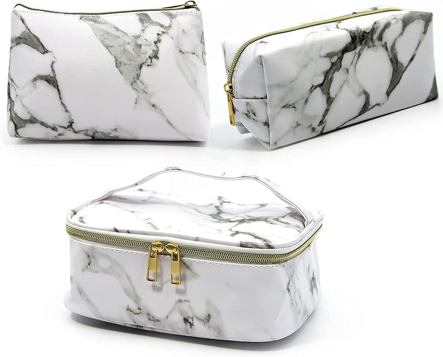 3-pack marble effect makeup bags