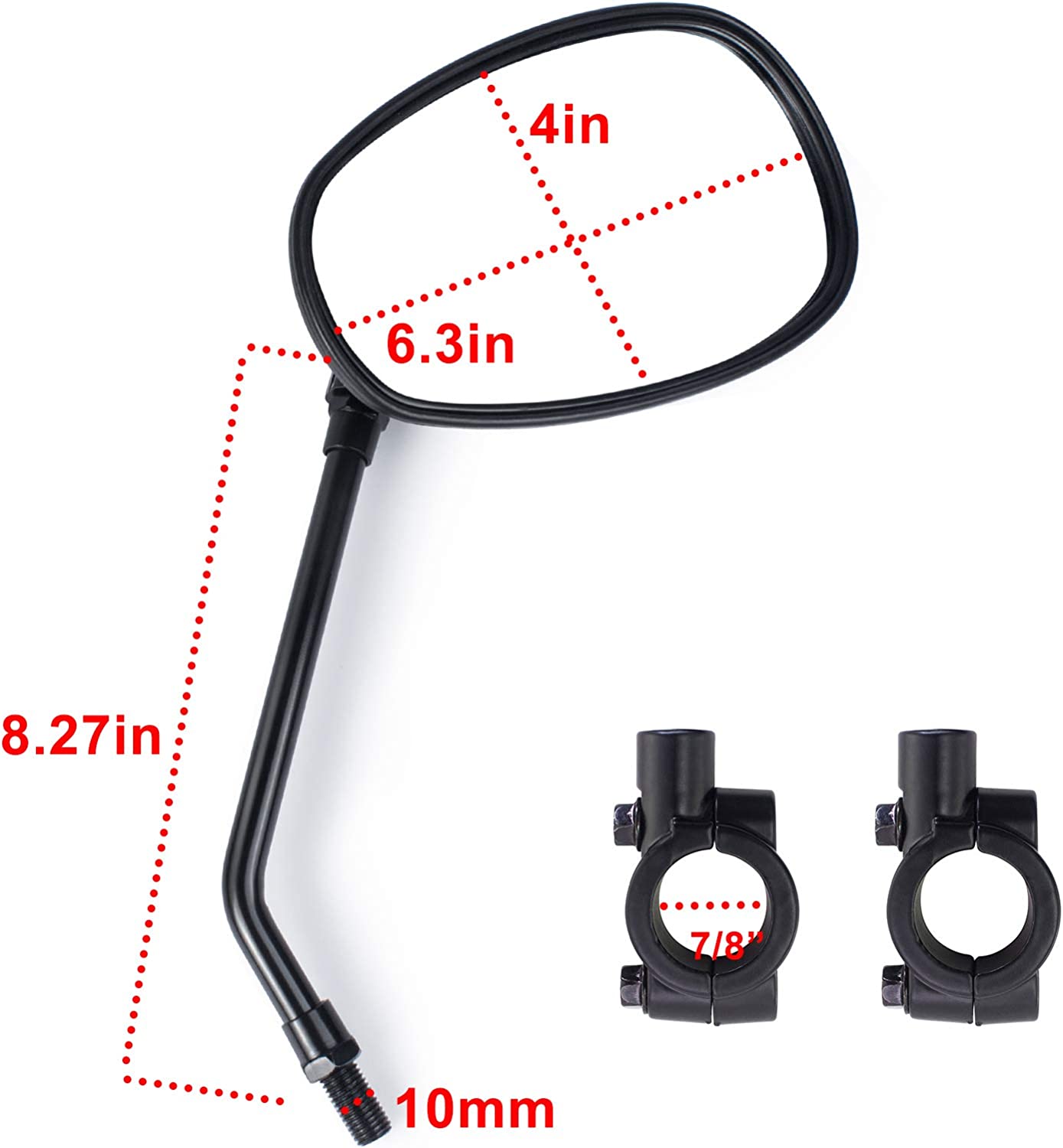 Universal Rearview Mirrors, (Black Color with 7/8 Handlebar)