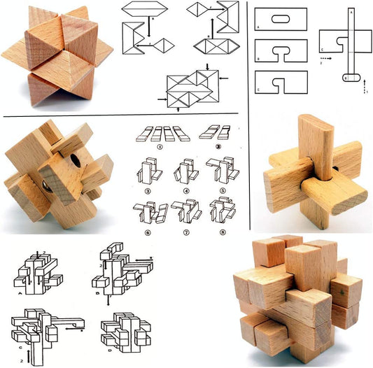 10 in one small 3D wooden puzzles