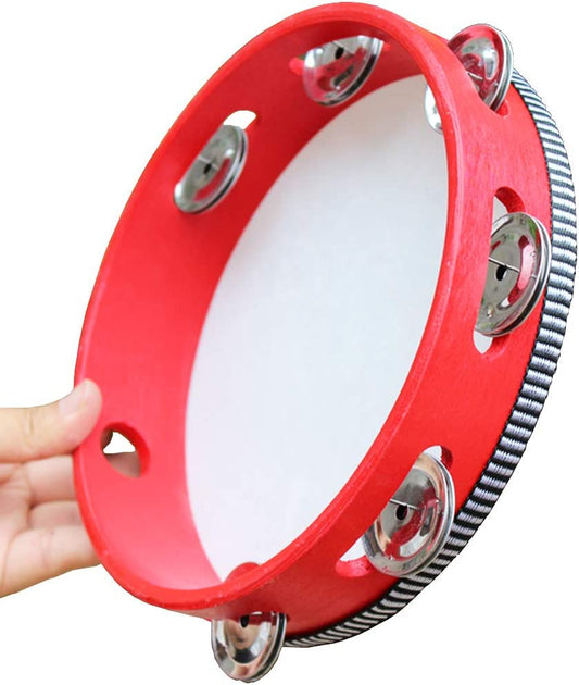 8" Tambourine with Head - Redwood Hand Held