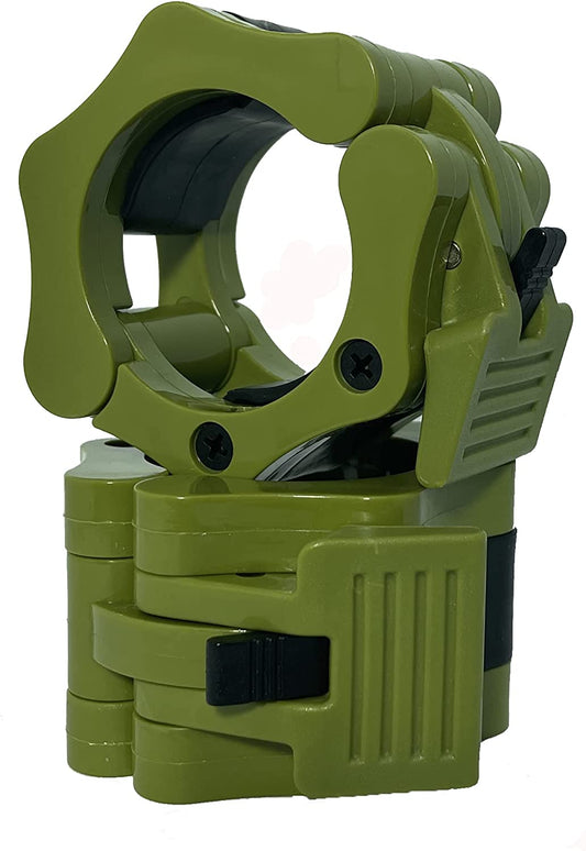 Pair of 2" Quick Release Olympic Bar Clamps, Color: Green