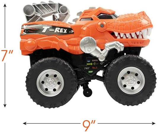 Battery Operated Dinosaur Car with Racing Engine Sounds (Orange)