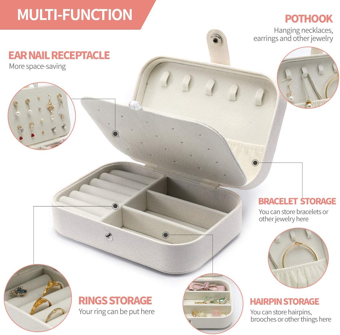 Travel Jewelry Case, Color: White, 6.3 x 3.94 x 1.97 inches