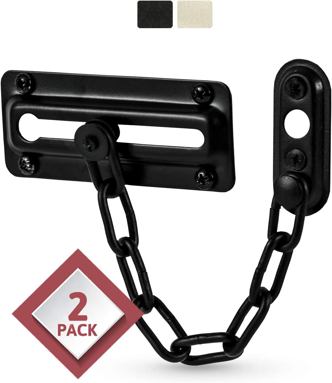 2 Pack Chain Door Lock for Home Security (black)