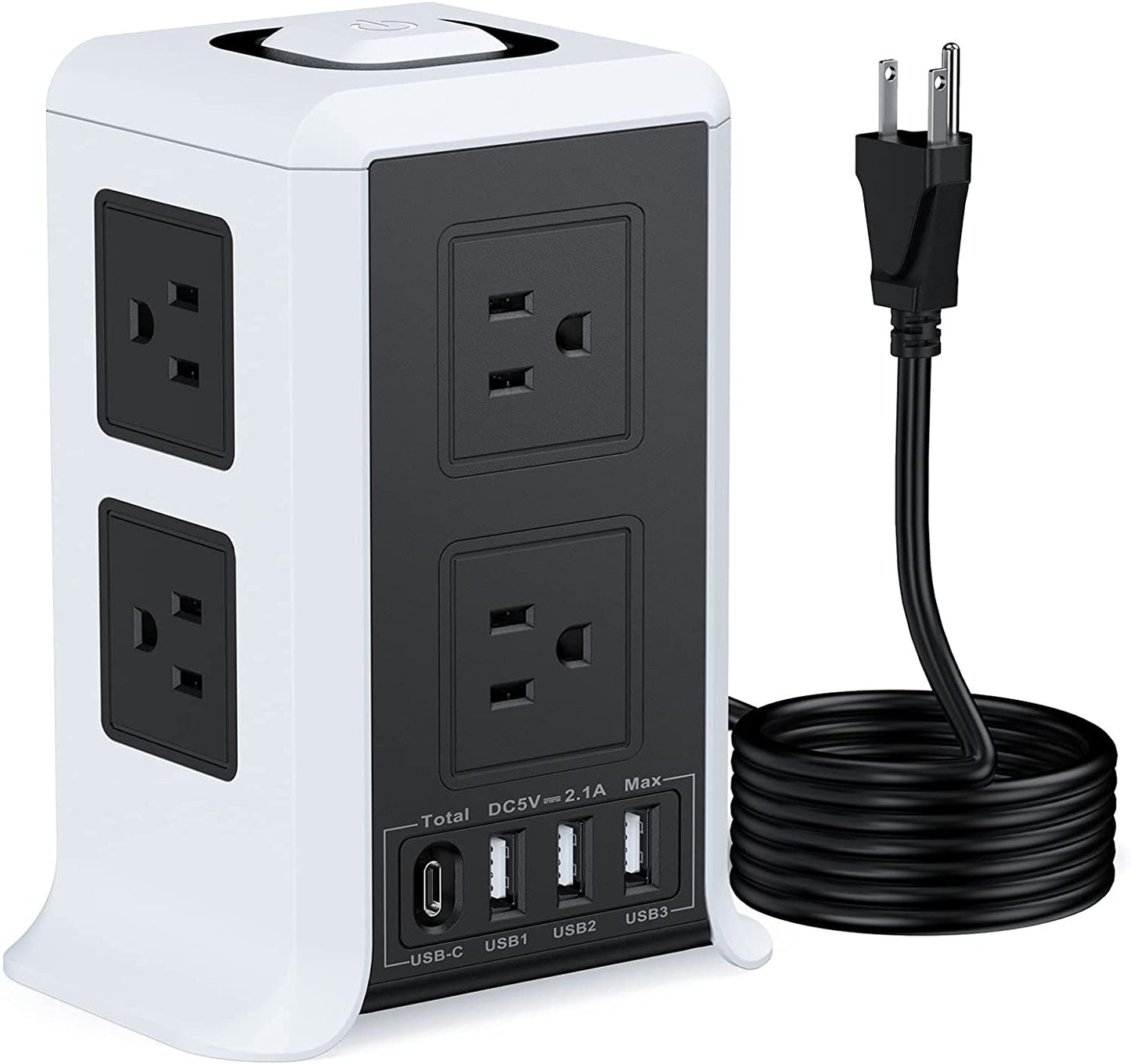 Power strip surge protector tower 8 outlet 4 ports