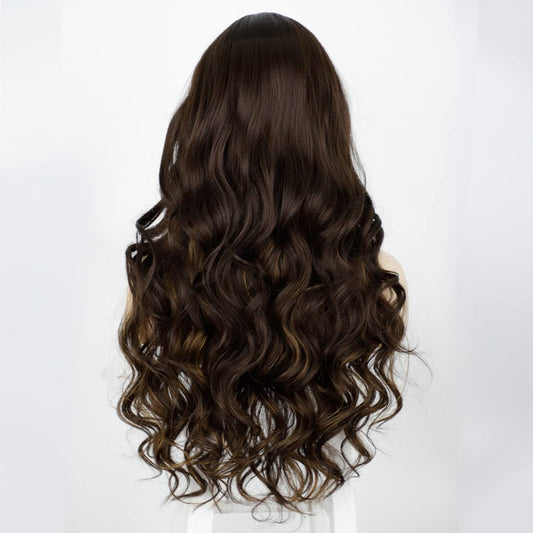 24 Inches Long Wavy Synthetic Wig (Mix Brown)