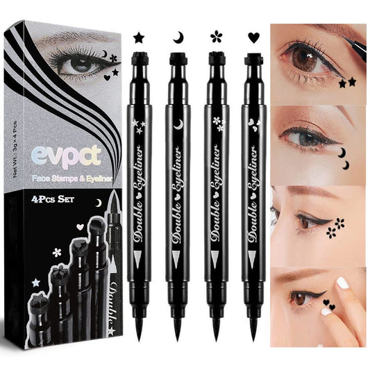 Eyeliner with figures in stamps, 4 Count (Pack of 1) color: black