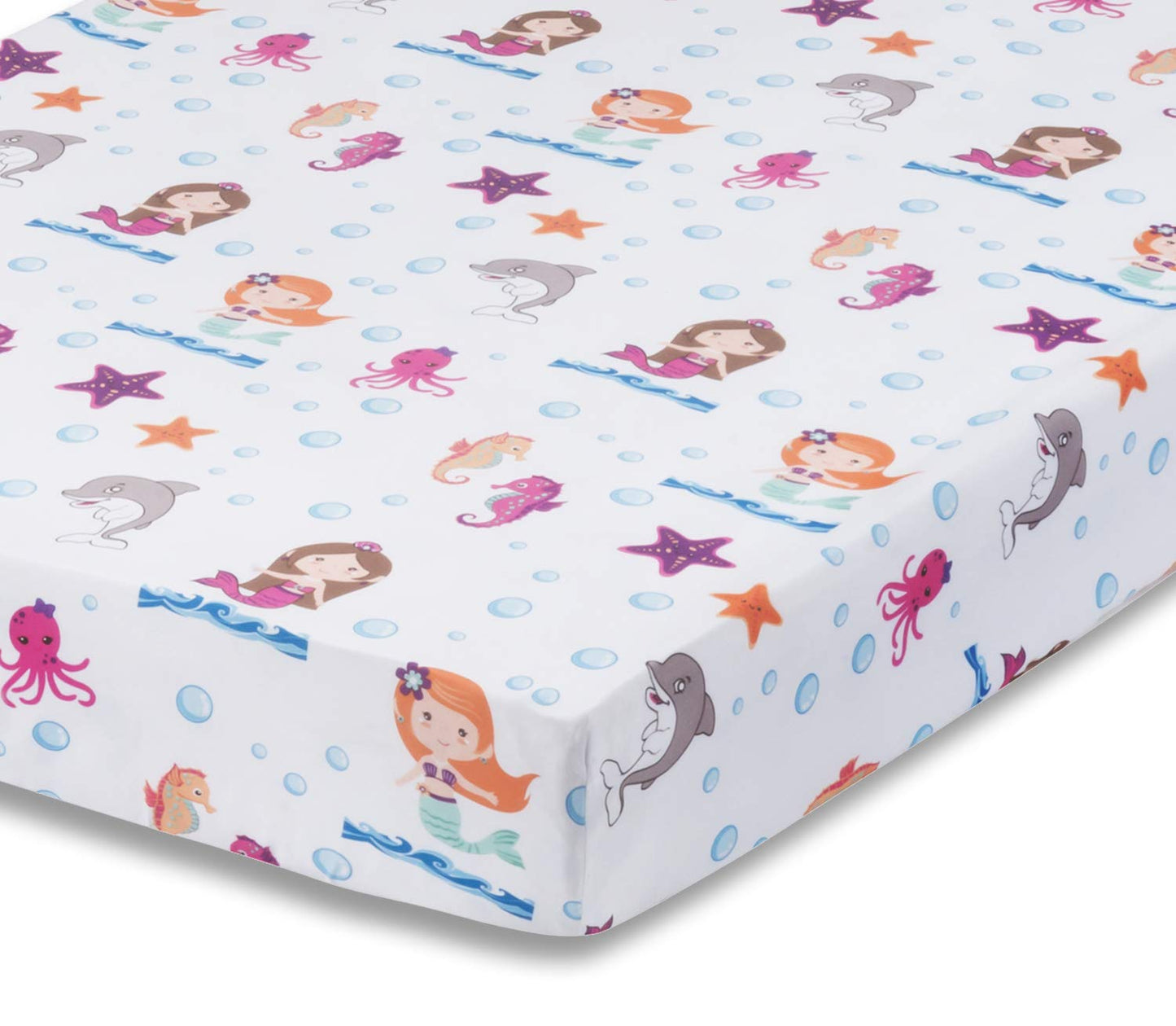 Fitted Crib Microfiber Crib Sheet, 1pc, Mermaids Design