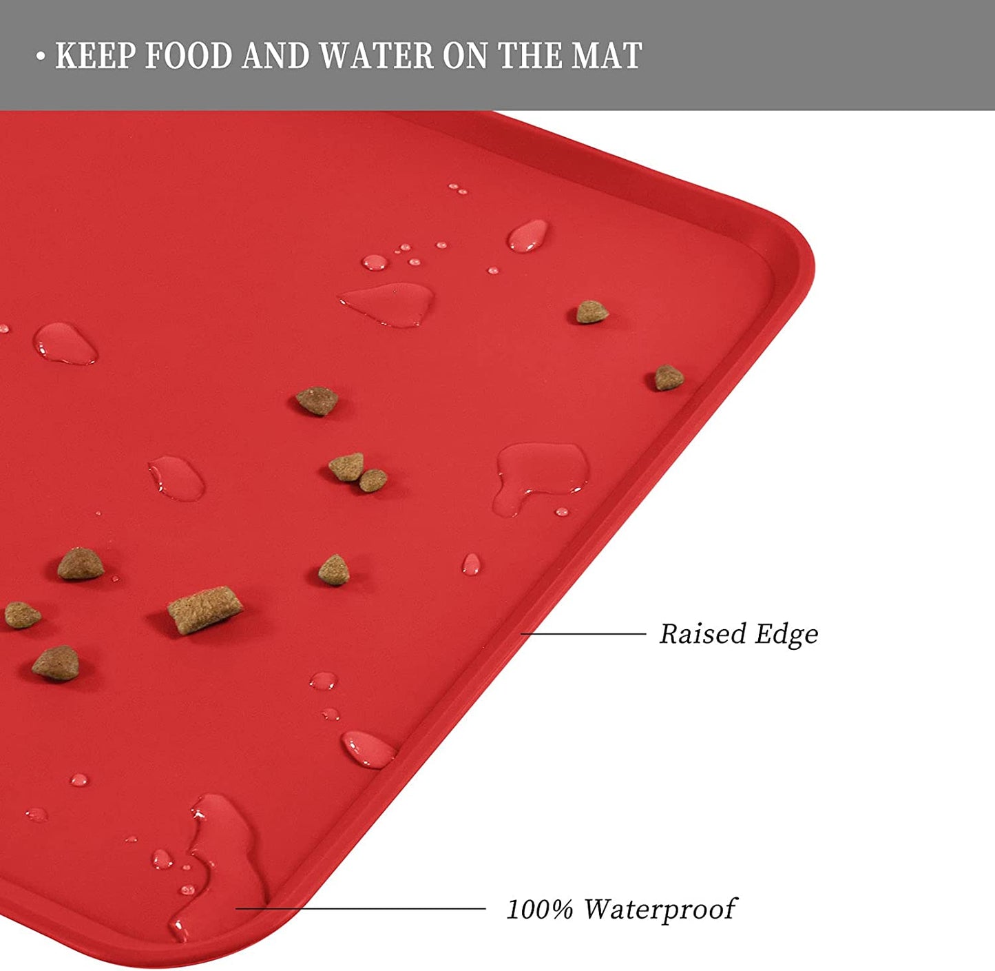 Waterproof Silicone Pet Mat, Red, 18.5" x 11.5"