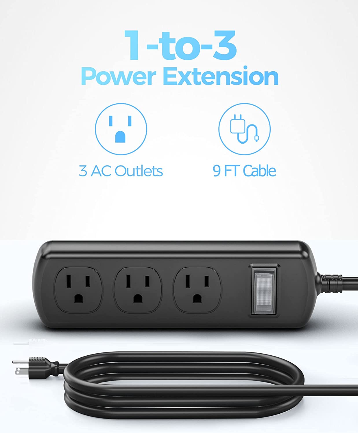 9ft Power Strip, Color: Black