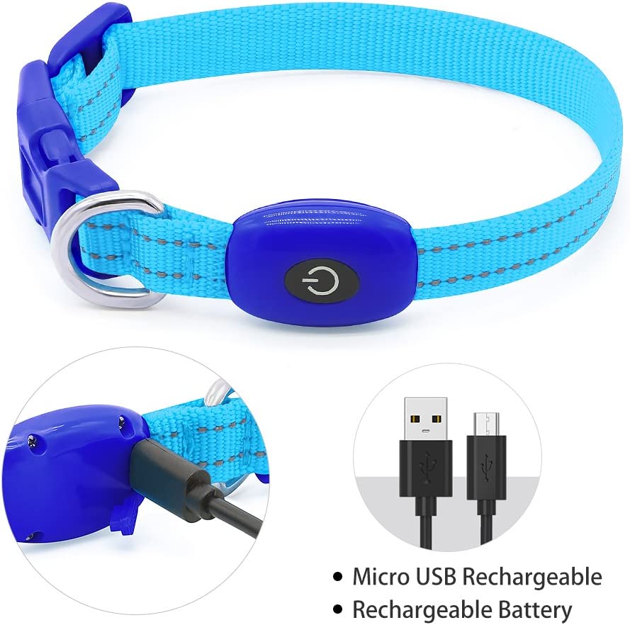 LED Glowing Pet Safety Collar, Blue