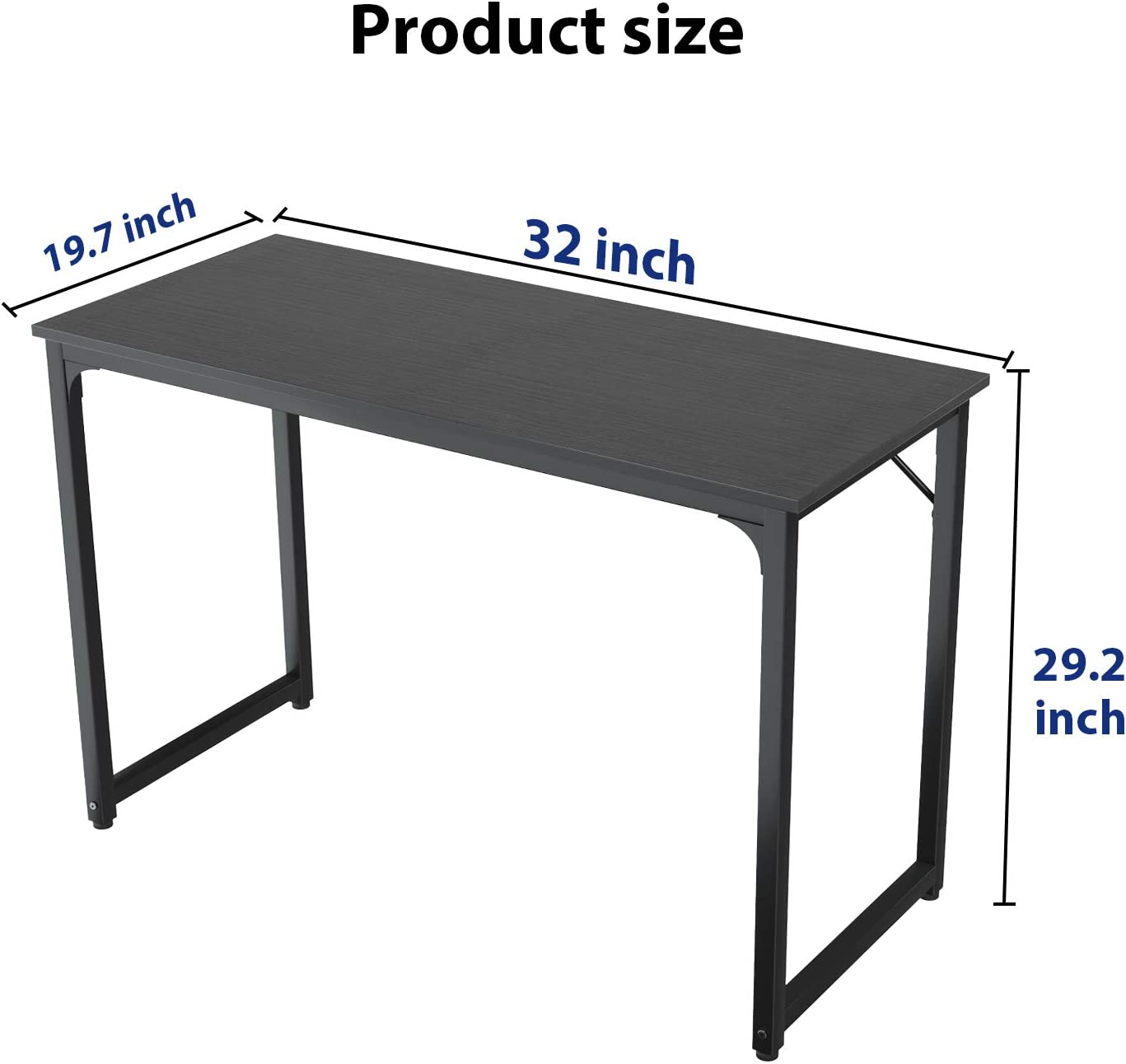 32" Small computer desk, color: black