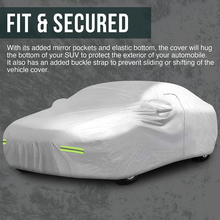 Polyester Car Cover, 190"x 75"x 60" with Zipper Door, (Silver)