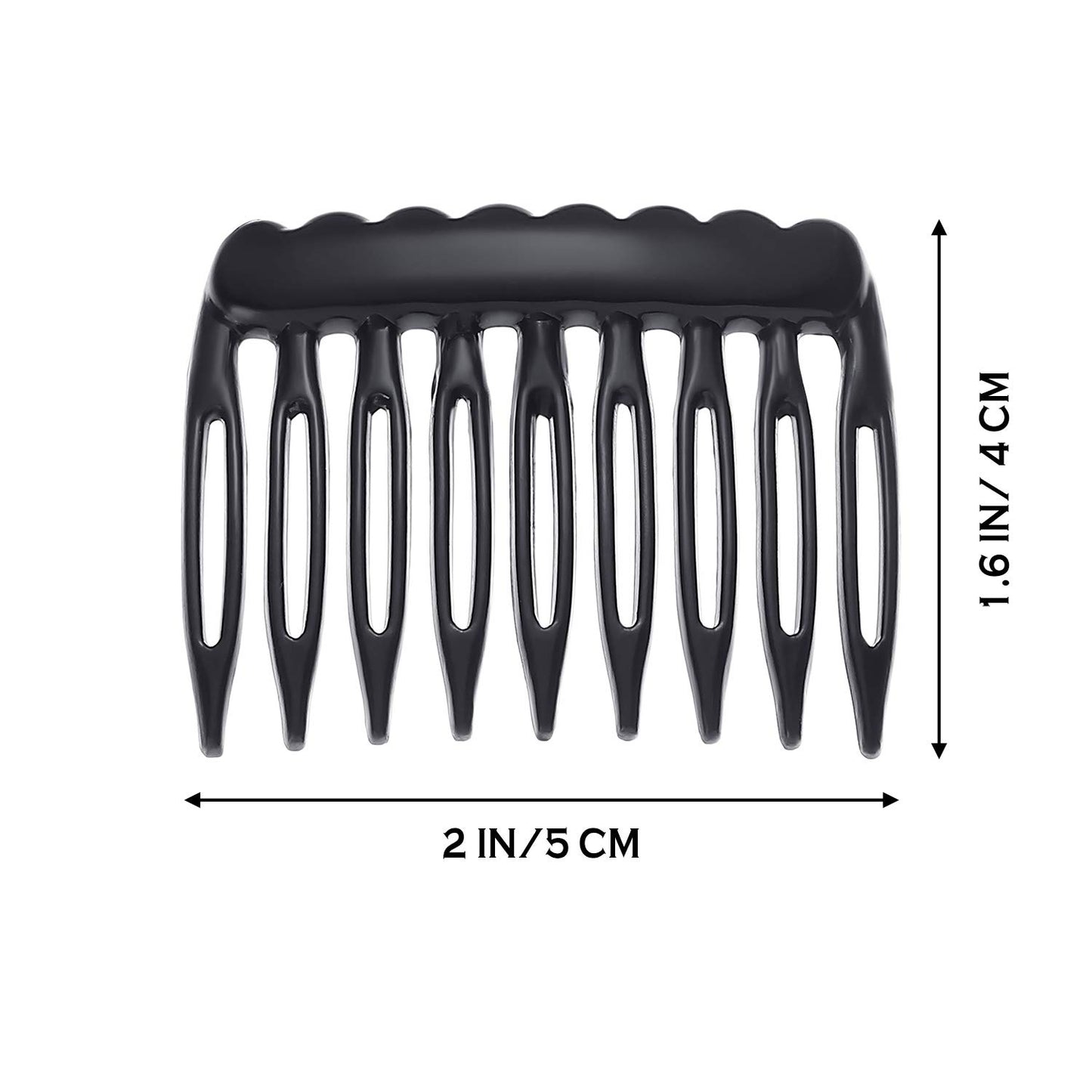 24 pieces of side plastic hair combs, black and transparent