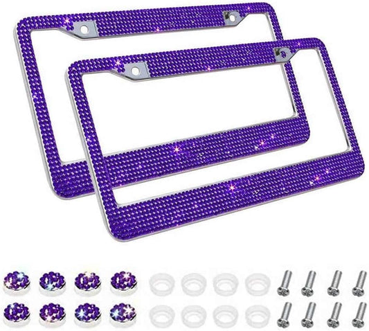 Bling Bling License Plate Frames 2 Pack(Purple)