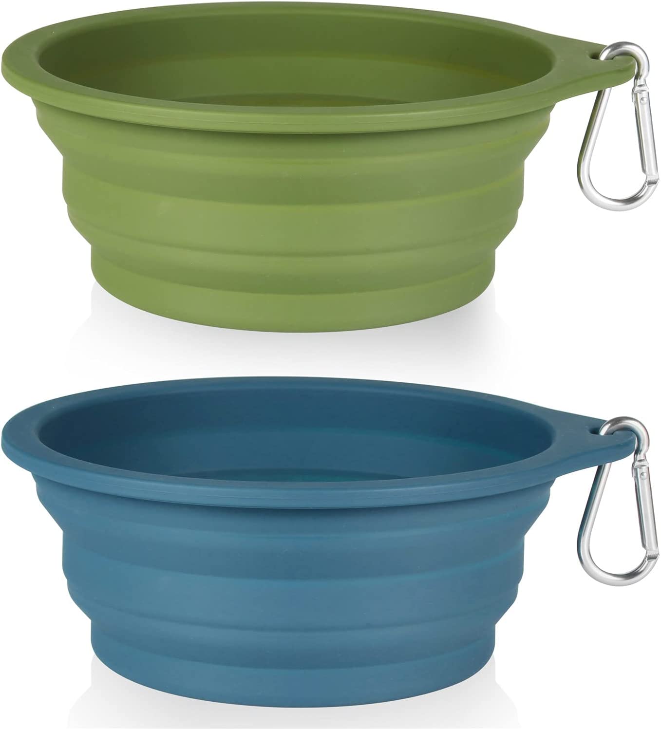 2 Pack Collapsible Dog Bowls Travel Bowls 600ml Navy Dark Green