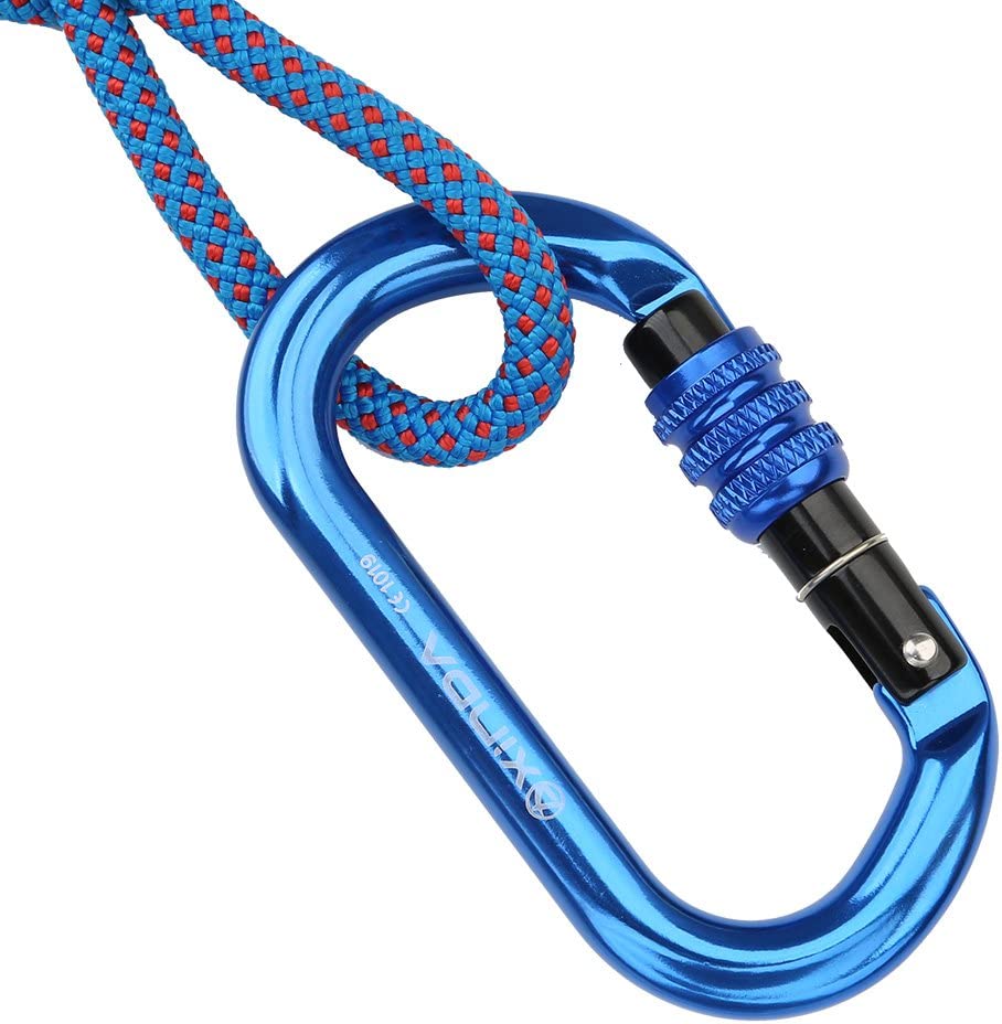 Oval Screwgate Locking Carabiner - 25KN, 2 pcs, Blue