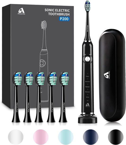 Sonic Electric Toothbrush for Adults, (Black)