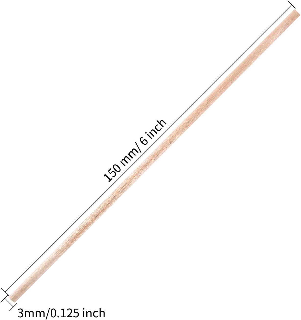 1/8 x 6 Inch Wood Rods, (100 Pieces)