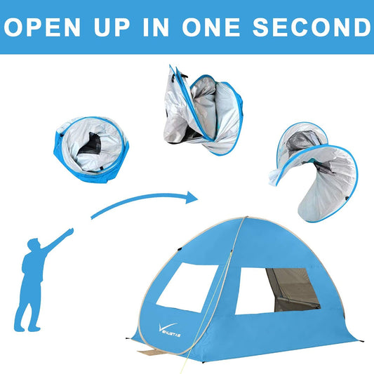 pop up beach tent for 3-4 people, Sky Blue