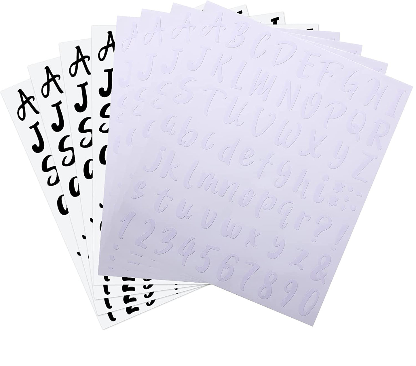 8 Sheets of Vinyl Letter Stickers, 576 Pieces, (Black, White)