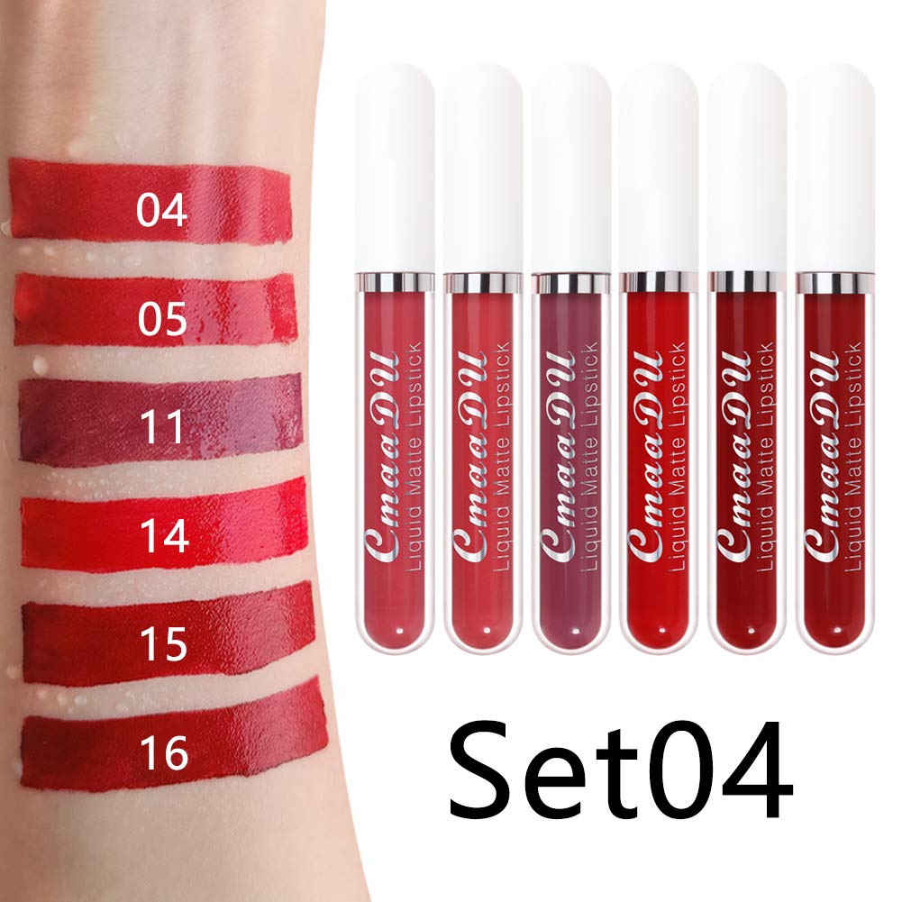 6 Pcs Long Lasting Matte Liquid Lipstick,  A-04