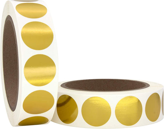 1" Circle Dot Labels, 2000Pcs (Color: Gold)