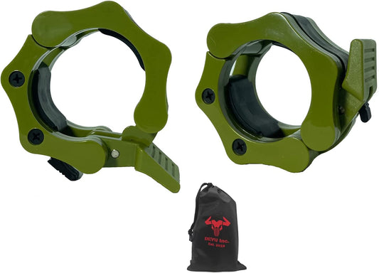 Pair of 2" Quick Release Olympic Bar Clamps, Color: Green