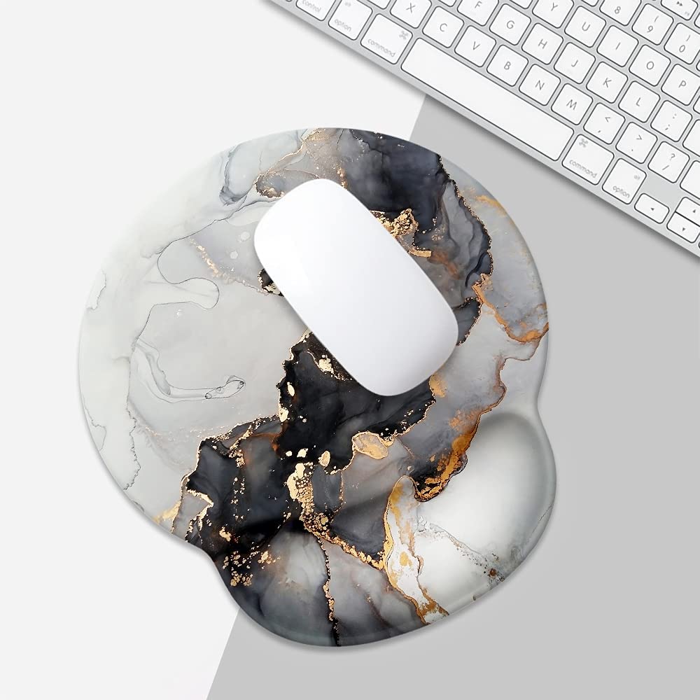 Mouse pad with non-slip rubber base (White Marble)