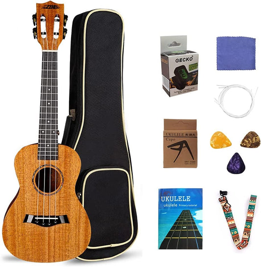 23 Inch Concert Ukulele for Beginners Adults Kids, Gloss wood