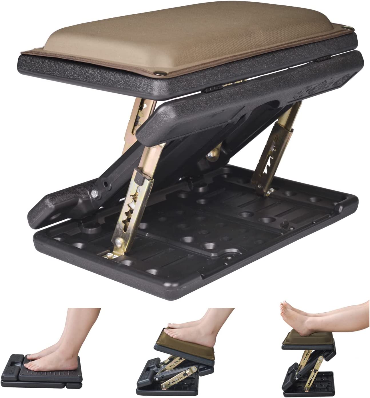 Adjustable footrest, with removable soft pad, Color: Brownplus