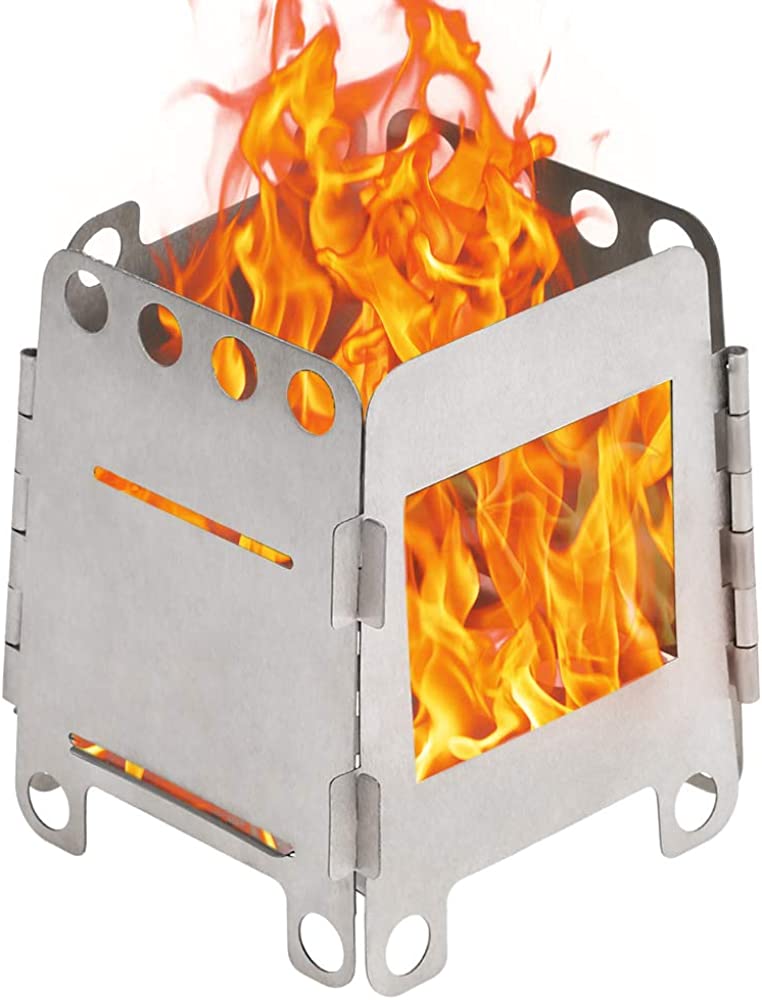 Portable and folding stainless steel stove, (Titanium)