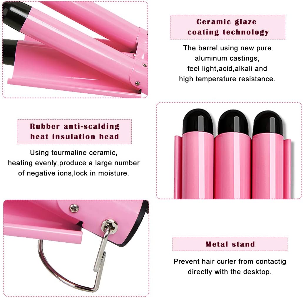 3 Barrel Hair Curler with LCD Temperature Displa