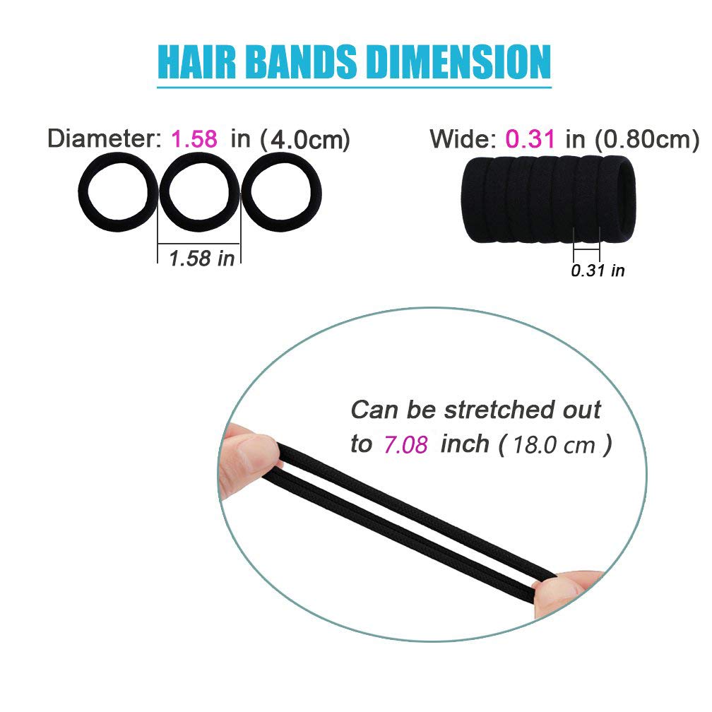 100 hair bands 1.58 inches (black)