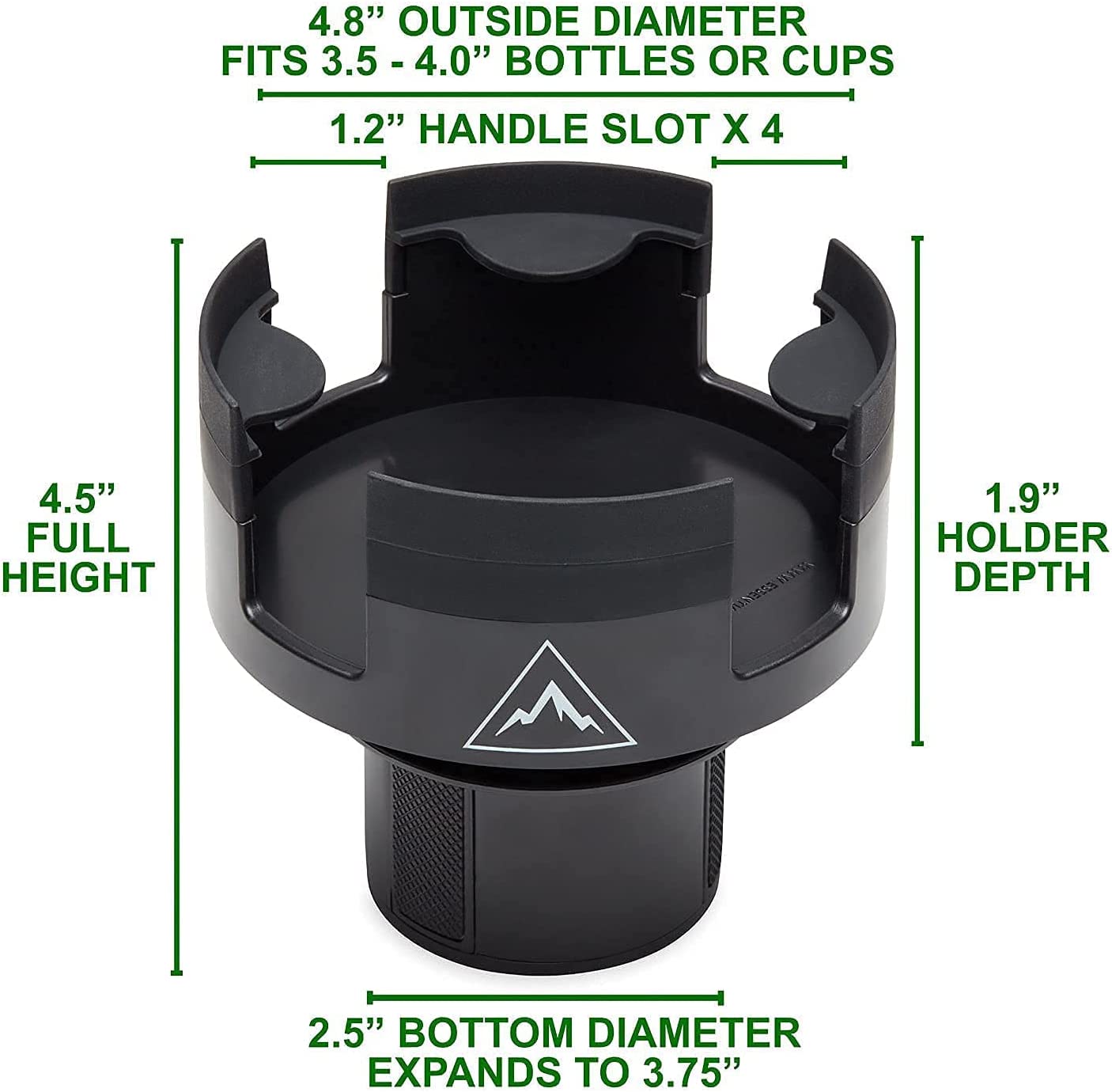 Cup holder expander, adjustable base