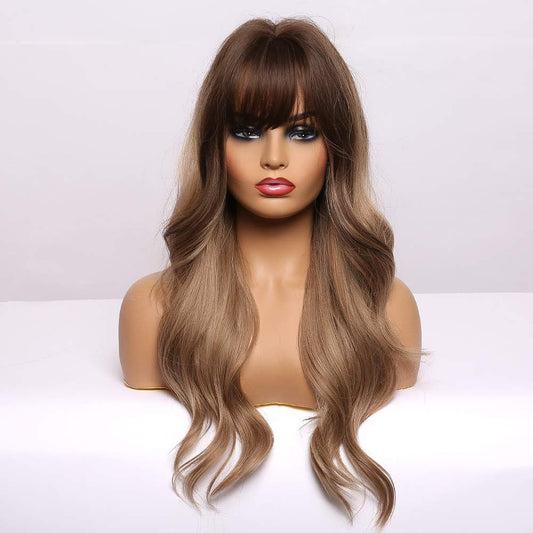 Wig with Bangs (Dark Ash Blonde Ombre)