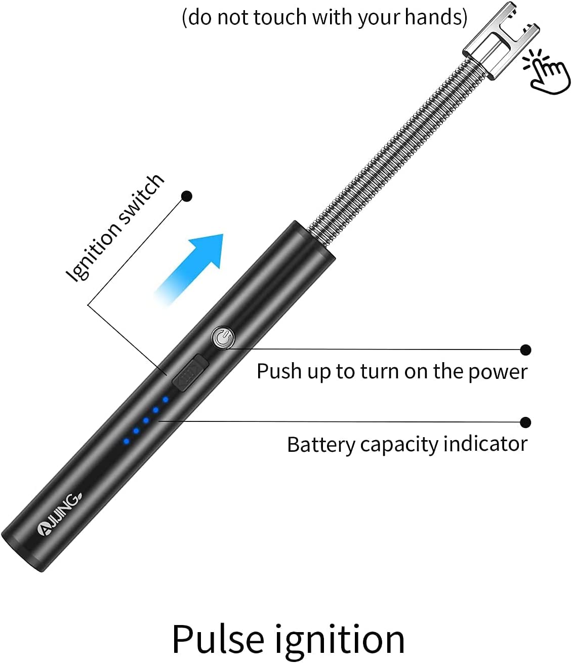 long rechargeable arc lighter with display,