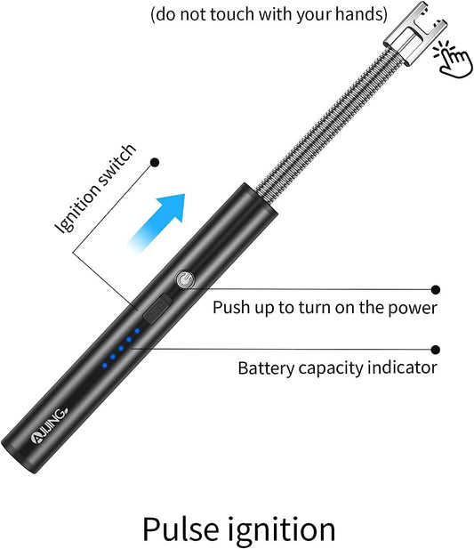 long rechargeable arc lighter with display,