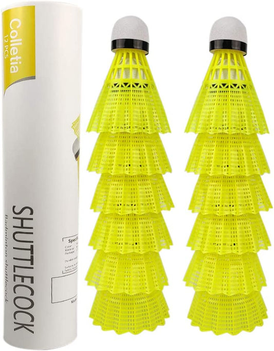 Pack of 12 nylon shuttlecocks for badminton