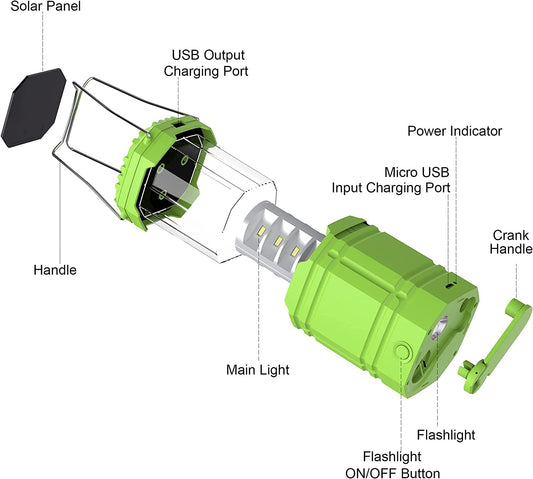 Waterproof rechargeable camping lantern, Green