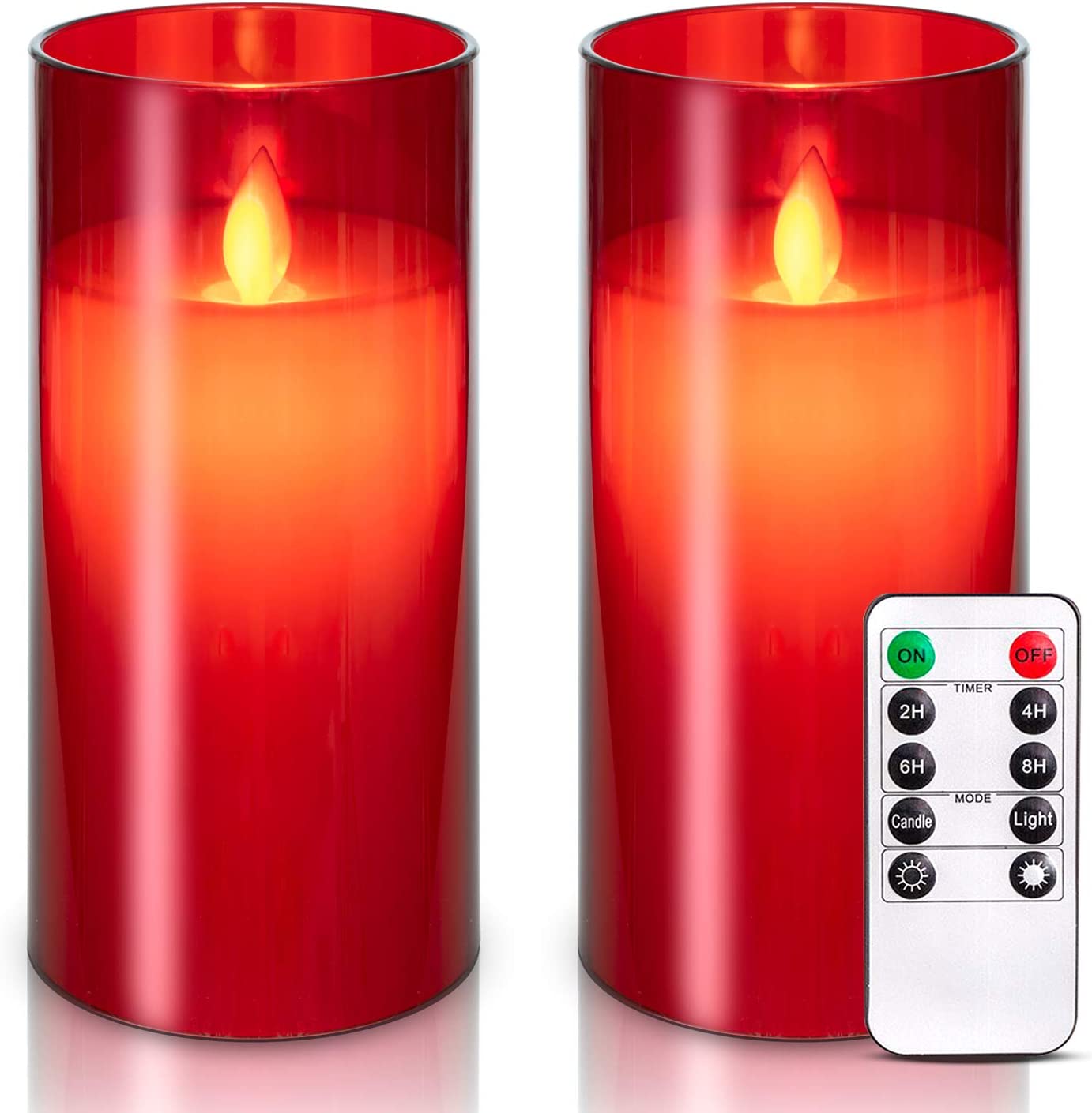 3" x 6" Flameless Flickering Red LED Candles