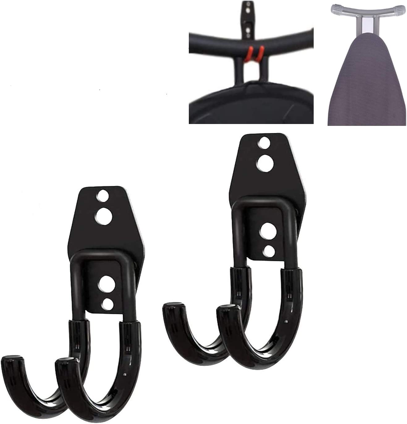 2 Pieces Ironing Board Hanging Wall Bracket (Color: Black)