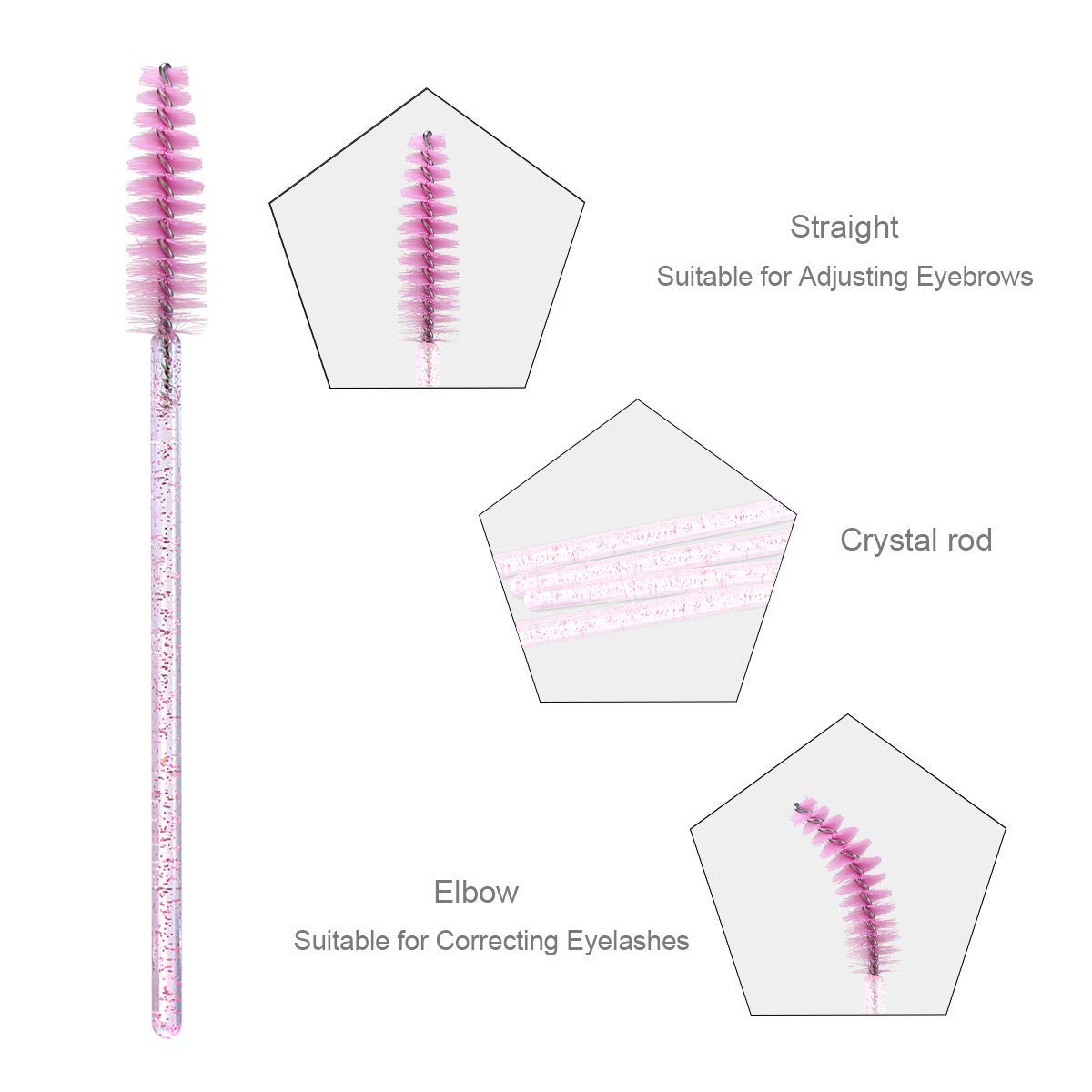 100 disposable mascara brushes with container (crystal pink)