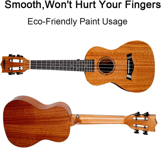 23 Inch Concert Ukulele for Beginners Adults Kids, Gloss wood