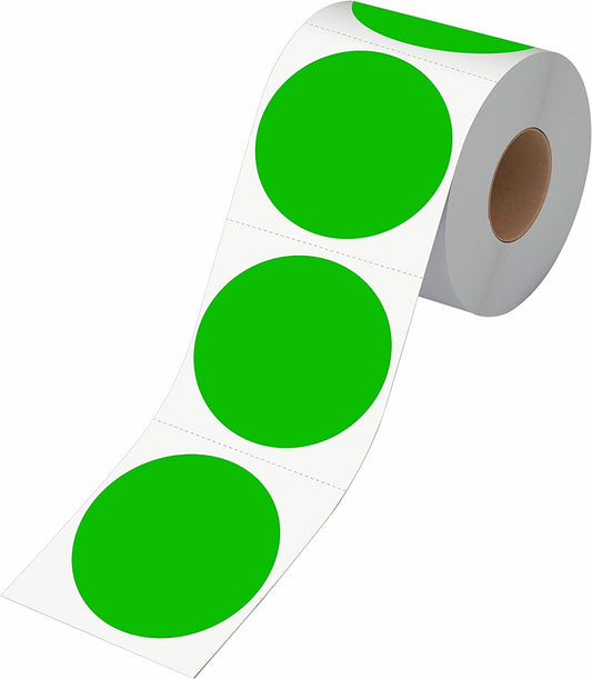 600 Permanent 2" Round Stickers, Color: Green