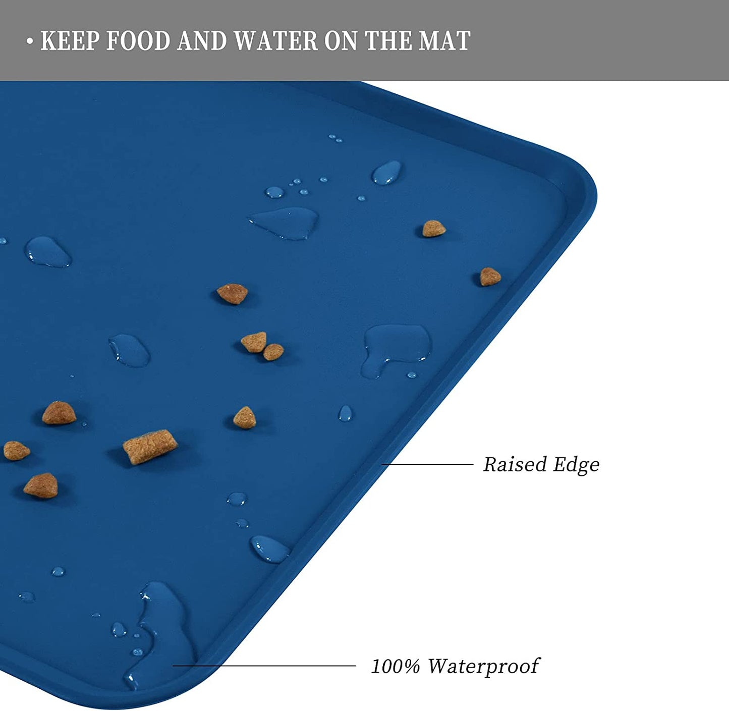 Waterproof Silicone Pet Mat, Navy Blue, 18.5" x 11.5"