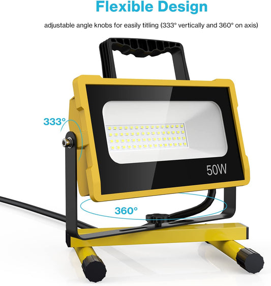 50W Led Work Light, 5000LM 2 Brightness Modes, Color Yellow